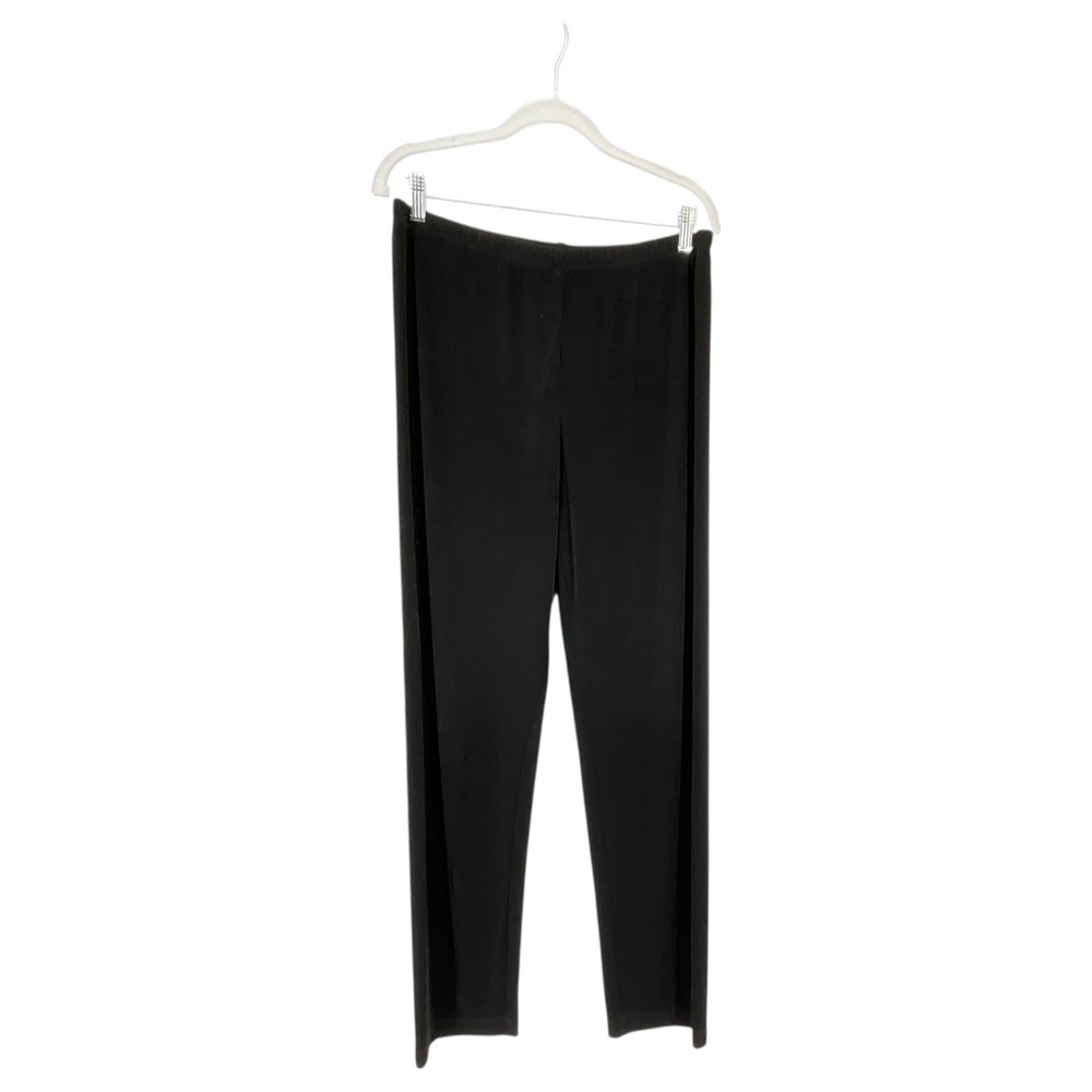 Chico's Travelers Black Straight Leg Pull On Pants Sz 2 Lg US 12 Acetate Blend